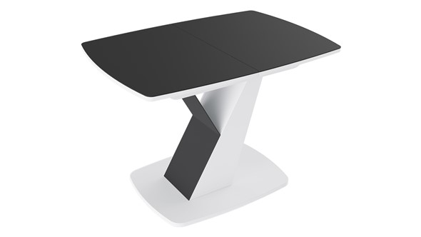 Обеденный раздвижной стол Гарда тип 1, цвет Белый/Стекло матовое черный графит во Владикавказе - изображение