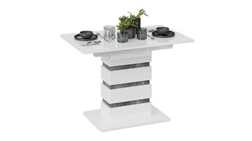 Кухонный стол раскладной Мадейра тип 1 (Белый глянец/Ателье темный) во Владикавказе