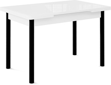 Стол раздвижной Милан-1 EVO, ноги металлические черные, стекло белое/серый во Владикавказе
