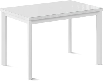Стол раздвижной Нагано-1G (ноги металлические белые, стекло cristal/белый цемент) во Владикавказе
