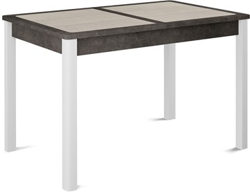 Кухонный стол раскладной Ницца-1 ПЛ (ноги белые, плитка бежевая/серый камень) во Владикавказе - предосмотр