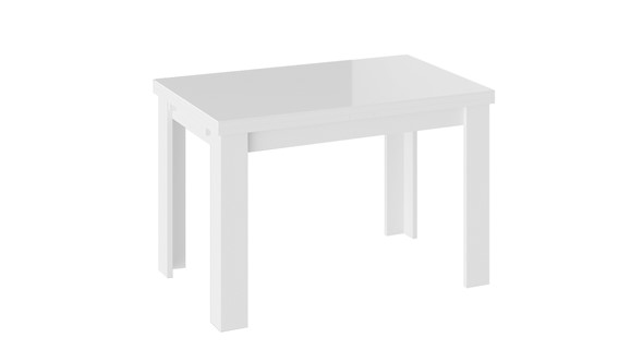 Обеденный раздвижной стол Норман тип 1, цвет Белый/Стекло белый глянец во Владикавказе - изображение