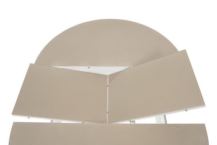 Кухонный стол раскладной Ривьера исп. круг хром №5 (стекло белое/черный) во Владикавказе - изображение 4
