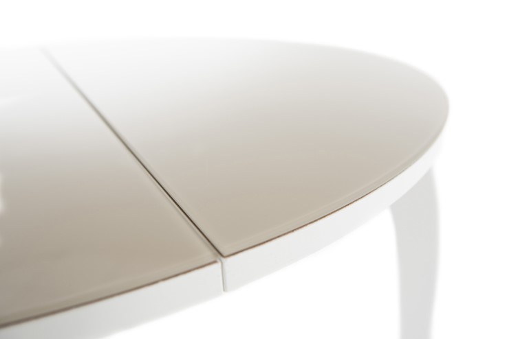 Кухонный стол раскладной Ривьера исп. круг хром №5 (стекло белое/черный) во Владикавказе - изображение 6