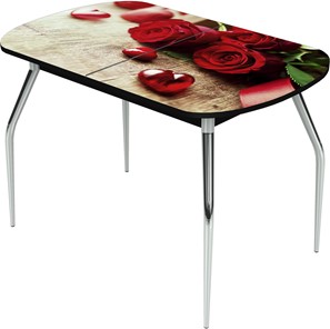 Обеденный раздвижной стол Ривьера исп.1 ноги метал. крашеные №24 Фотопечать (Цветы №33) во Владикавказе