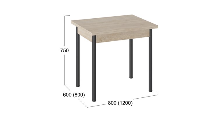 Кухонный стол раскладной Родос тип 2 с опорой d40 (Черный муар/Дуб Сонома) во Владикавказе - изображение 2