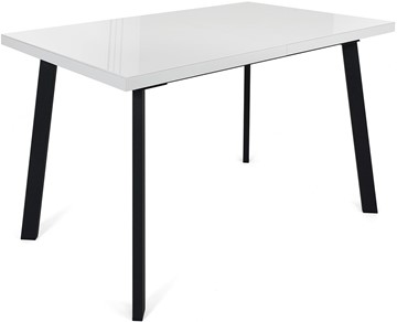 Кухонный стол раскладной Сальвадор-1G (ноги черные, стекло cristal/белый цемент) во Владикавказе