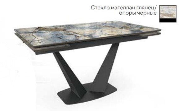 Раздвижной стол SFV 140, стекло магеллан глянец/ножки черные во Владикавказе - изображение