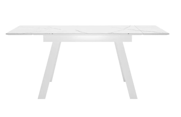 Кухонный стол раздвижной SKL 140, керамика белый мрамор/подстолье белое/ножки белые во Владикавказе - изображение 2