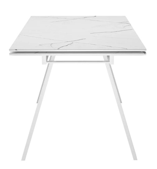 Кухонный стол раздвижной SKL 140, керамика белый мрамор/подстолье белое/ножки белые во Владикавказе - изображение 3