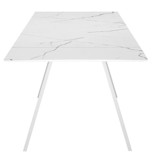 Кухонный стол раздвижной SKL 140, керамика белый мрамор/подстолье белое/ножки белые во Владикавказе - изображение 4