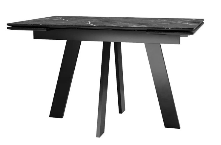 Кухонный раздвижной стол SKM 120, керамика черный мрамор/подстолье черное/ножки черные во Владикавказе - изображение 1