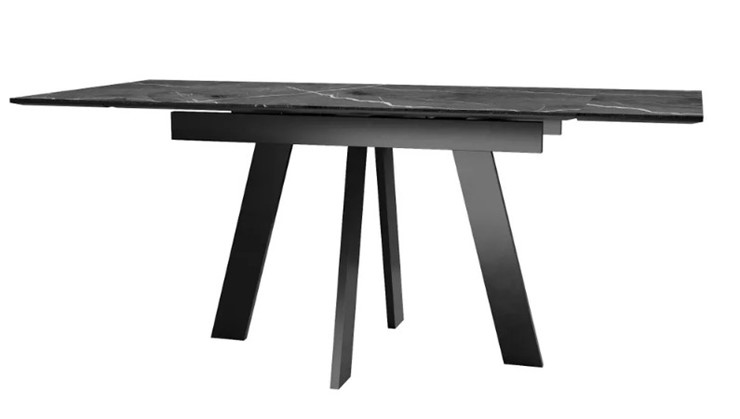 Кухонный раздвижной стол SKM 120, керамика черный мрамор/подстолье черное/ножки черные во Владикавказе - изображение 3