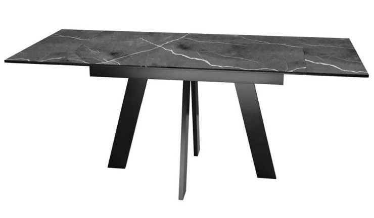 Кухонный раздвижной стол SKM 120, керамика черный мрамор/подстолье черное/ножки черные во Владикавказе - изображение 5