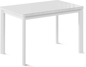 Кухонный стол раскладной Токио-2G (ноги металлические белые, cтекло cristal/белый цемент) во Владикавказе