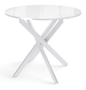 Обеденный стол Dikline Rs90 стекло белое(кромка белая)/ножки белые во Владикавказе