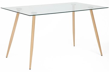 Стол со стеклянной столешницей SOPHIA (mod. 5003) металл/стекло (8мм), 140x80x75, бук/прозрачный арт.12098 во Владикавказе