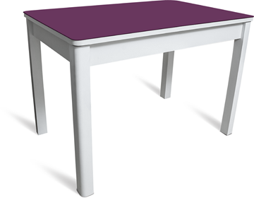 Кухонный раздвижной стол Айсберг-07 СТ2, белое ЛДСП/фиолетовое стекло/40 массив белый во Владикавказе