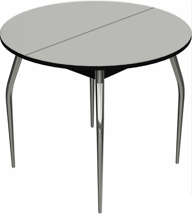 Кухонный стол раскладной Ривьера исп. круг хром №5 (стекло белое/черный) во Владикавказе - изображение