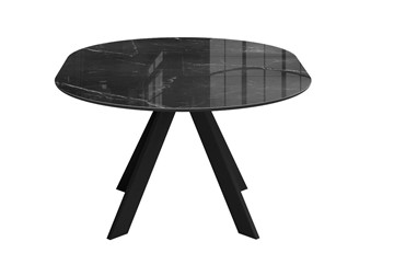 Стол из стекла раздвижной DikLine SFC110 d1100 стекло Оптивайт Черный мрамор/подстолье черное/опоры черные во Владикавказе