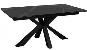 Керамический кухонный стол раздвижной DikLine SFE140 Керамика Черный мрамор/подстолье черное/опоры черные (2 уп.) во Владикавказе