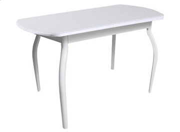 Кухонный обеденный стол ПГ-04 ЛДСП, белый ЛДСП/32 гнутые крашеные металл белый во Владикавказе