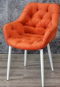 Обеденный стул Саваж оранжевый, ножки белые во Владикавказе