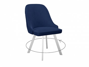 Обеденный стул 266 поворотный, микровелюр K17 синий, ножки белые во Владикавказе