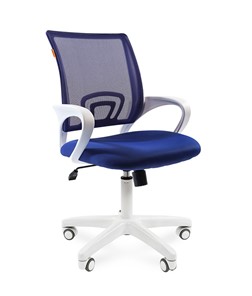 Кресло компьютерное CHAIRMAN 696 white, ткань, цвет синий во Владикавказе