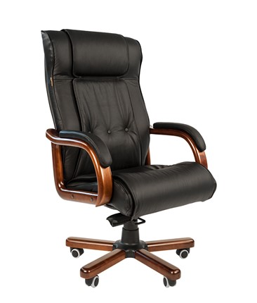 Кресло компьютерное CHAIRMAN 653 кожа черная во Владикавказе - изображение