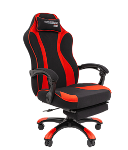Кресло игровое CHAIRMAN GAME 35 с выдвижной подставкой для ног Ткань  черная / Ткань красная во Владикавказе