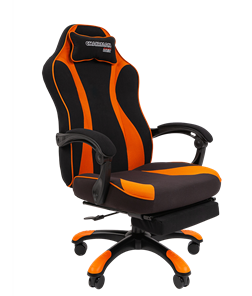 Кресло игровое CHAIRMAN GAME 35 с выдвижной подставкой для ног Ткань черная / Ткань оранжевая во Владикавказе