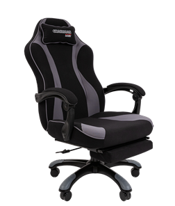Кресло игровое CHAIRMAN GAME 35 с выдвижной подставкой для ног Ткань черная / Ткань св.серая во Владикавказе