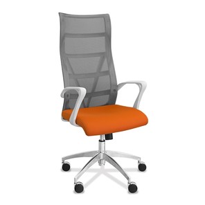 Офисное кресло Топ X белый каркас, сетка/ткань TW / серая/оранжевая во Владикавказе - предосмотр