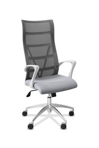 Кресло офисное Топ X белый каркас, сетка/ткань TW / серая/ серая во Владикавказе - предосмотр