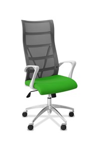 Офисное кресло для руководителя Топ X белый каркас, сетка/ткань TW / серая/салатовая во Владикавказе