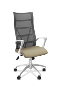 Кресло для руководителя Топ X белый каркас, сетка/ткань TW / серая/светло-серая во Владикавказе