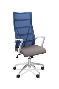 Кресло для руководителя Топ X белый каркас, сетка/ткань TW / синяя/серая во Владикавказе