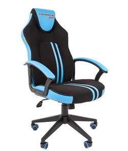 Кресло игровое CHAIRMAN GAME 26  Экокожа - Ткань стандарт. Черный/голубой во Владикавказе