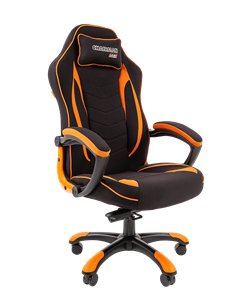 Кресло игровое CHAIRMAN GAME 28 Полиэстер комбинированная ткань оранжевый/черный во Владикавказе