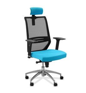 Офисное кресло Aero lux с подголовником, сетка/ткань TW / черная/голубая во Владикавказе
