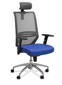 Офисное кресло Aero с подголовником, сетка/ткань TW / черная/ синяя во Владикавказе