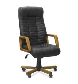 Офисное кресло Атлант W, экокожа премиум / черная CN1114/ дерево - орех во Владикавказе