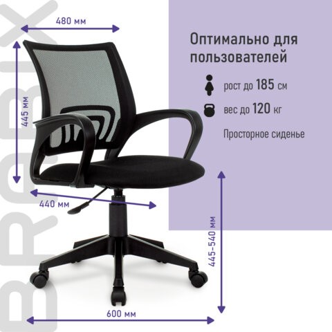 Офисное кресло Brabix Fly MG-396 (с подлокотниками, сетка, черное) 532083 во Владикавказе - изображение 11