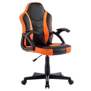 Кресло офисное BRABIX "Shark GM-203", экокожа, черное/оранжевое, 532513 во Владикавказе