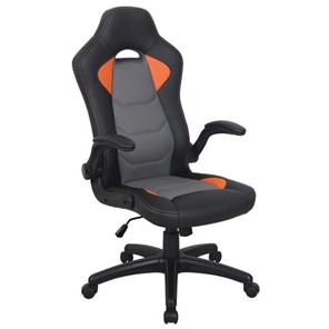 Кресло офисное BRABIX "Skill GM-005", откидные подлокотники, экокожа, черное/оранжевое, 532495 во Владикавказе