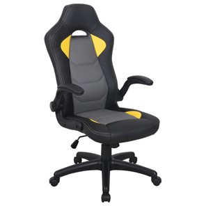 Кресло офисное BRABIX "Skill GM-005", откидные подлокотники, экокожа, черное/желтое, 532494 во Владикавказе