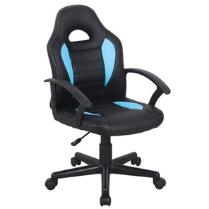 Кресло офисное BRABIX "Spark GM-201", экокожа, черное/голубое, 532505 во Владикавказе