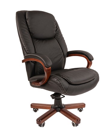 Офисное кресло CHAIRMAN 408 кожа черная во Владикавказе - изображение