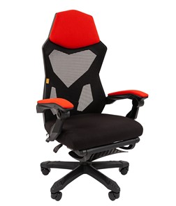 Офисное кресло CHAIRMAN 571 с подставкой для ног , сетчатый акрил / полиэстер черный/красный во Владикавказе